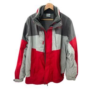 Columbia Bugaboo‎ Interchange Jacket Medium Red Tan Brown Waterproof